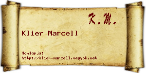 Klier Marcell névjegykártya